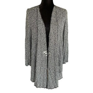 Alberto Makali Black Speckled Open Front Sheer Cardigan